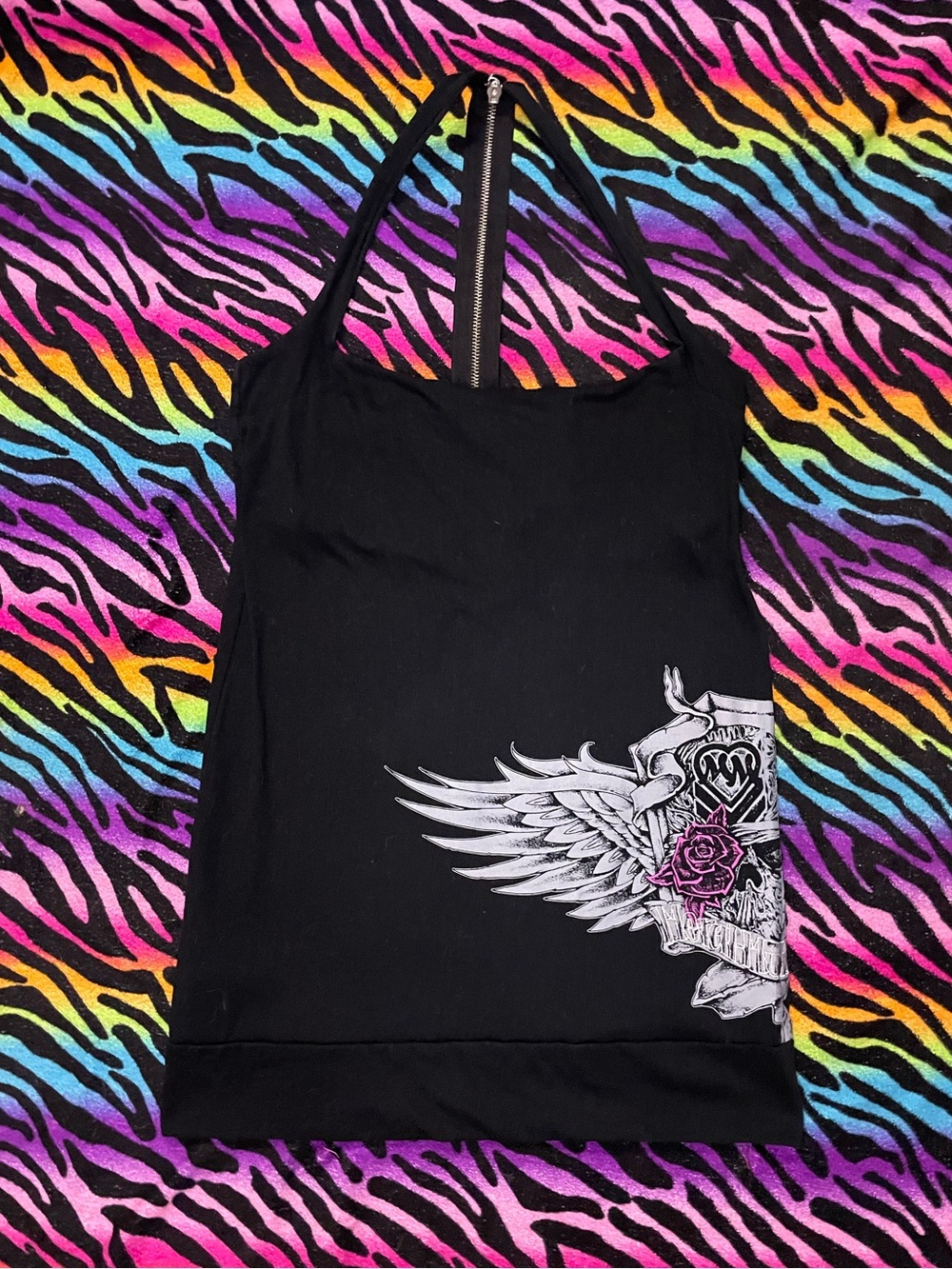 Y2k grunge goth rare 2000s Metal Mulisha Racerback Wing & Rose Halter Tank